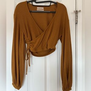 Urban Outfitters Brown long sleeve crop top